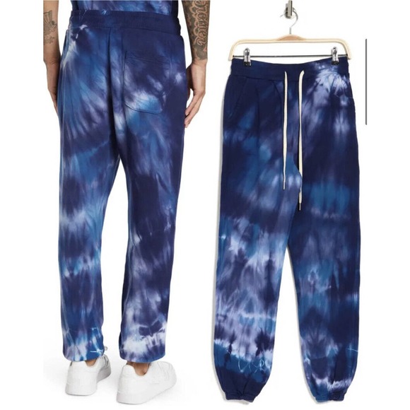 John Elliott LA Reflection Tie Dye Luxury Sweatpants Blue Pacific Mens Large L - Picture 3 of 11